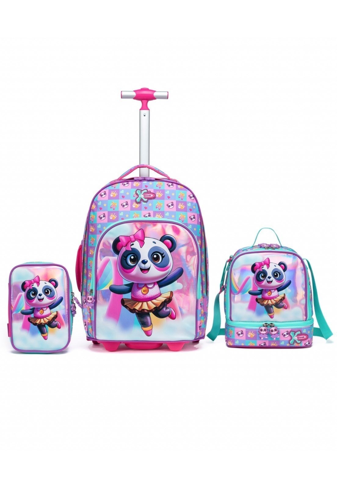 Imagem principal Infantil - Kit Escolar Mochila Panda Carrinho Resistente Feminina Spector rosa