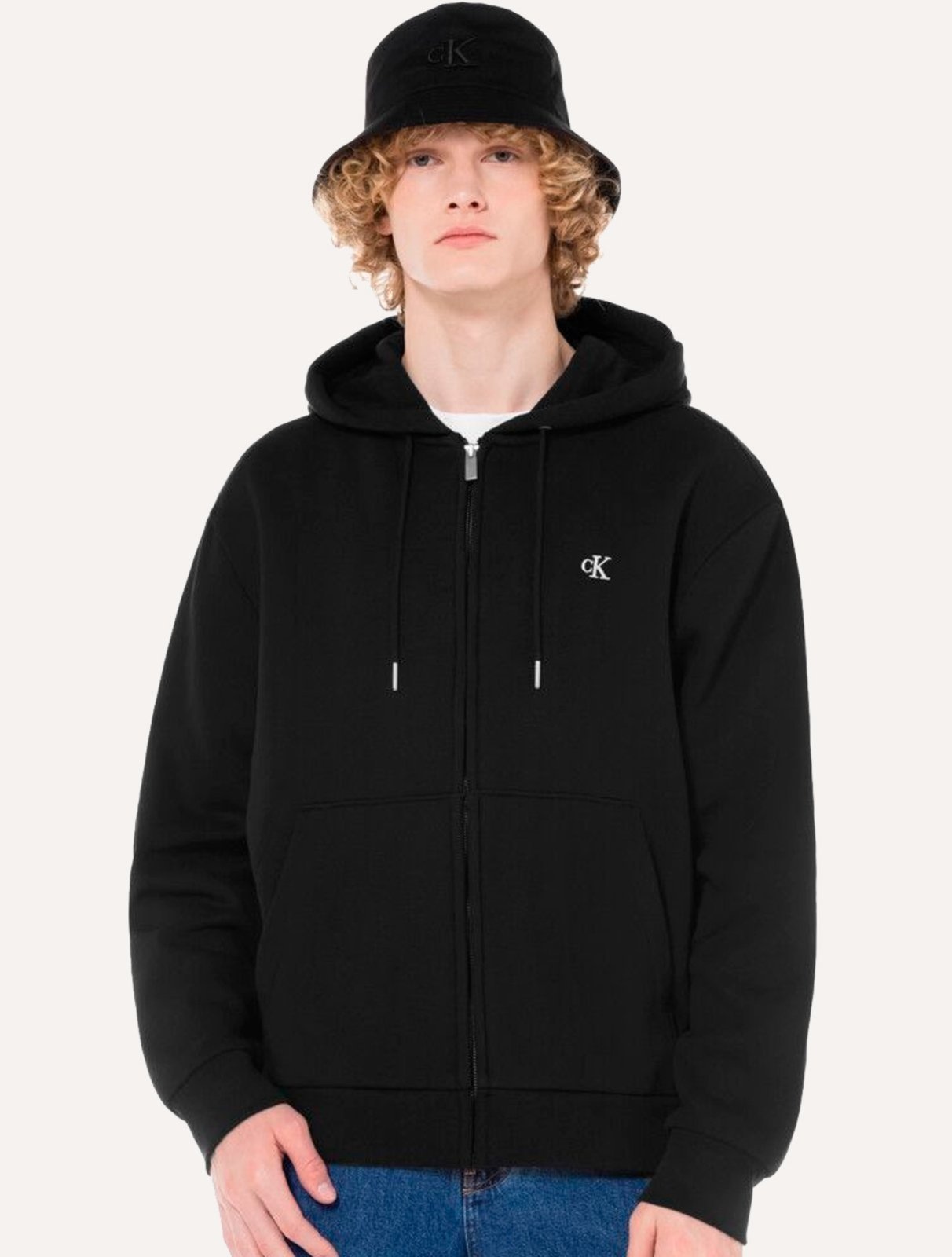 Imagem principal Moletom Calvin Klein Masculino Hoodie Fleece Full-Zip CK Logo Calvin Klein preto
