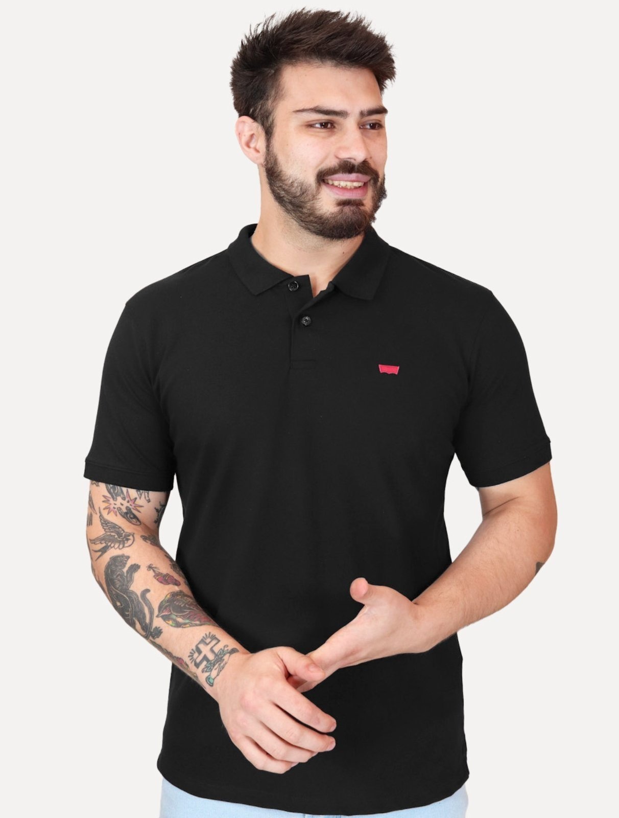 Imagem principal Polo Levis Masculina Housemark New Logo Flag Preta Levis preto