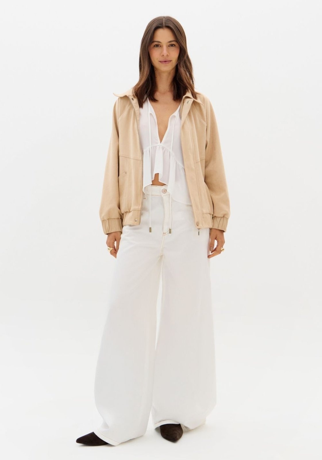 Imagem principal Calça Sarja Palazzo Cintura Média My Favorite Things branco