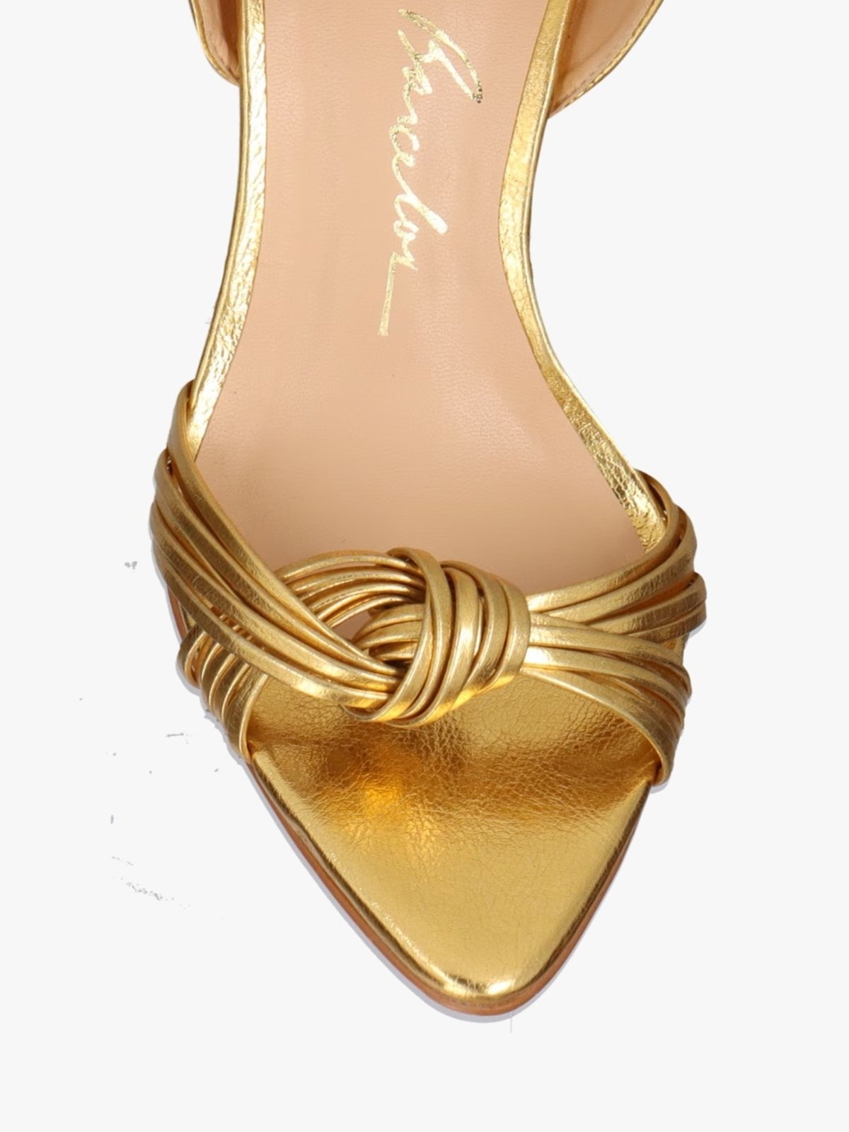 Imagem principal Sandália Luiza Barcelos Salto Fino Alto Em couro Com TIras Finas Cruzadas Luiza Barcelos dourado