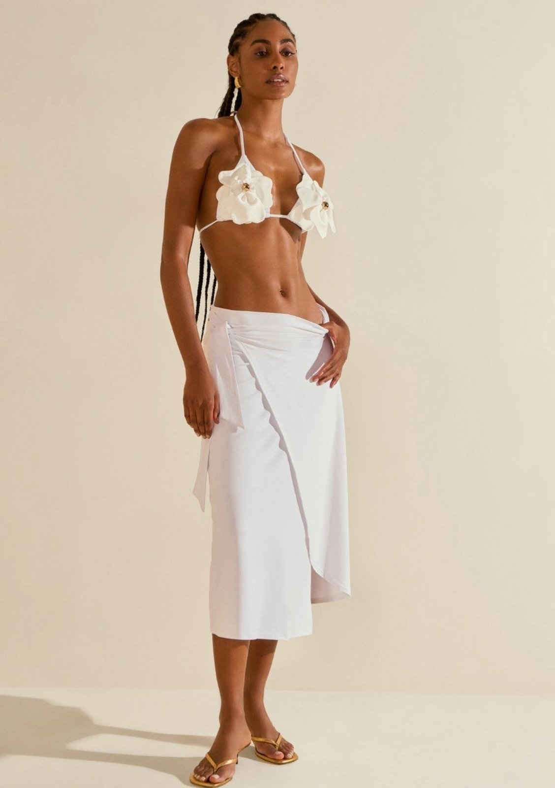 Imagem principal Saia Morena Rosa Evasê édia Midi Off Off-white Morena Rosa off-white rosa