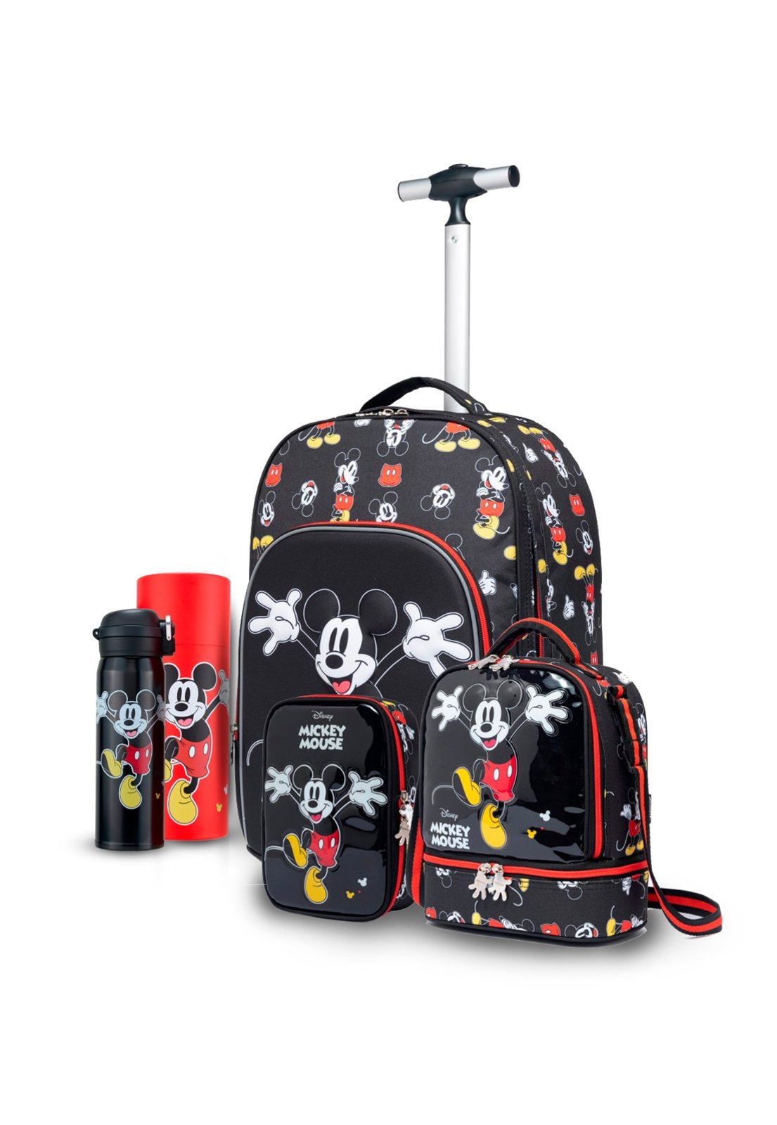 Imagem principal Infantil - Kit Mochila Rodinha Lancheira Estojo Garrafa Disney Escolar Disney preto