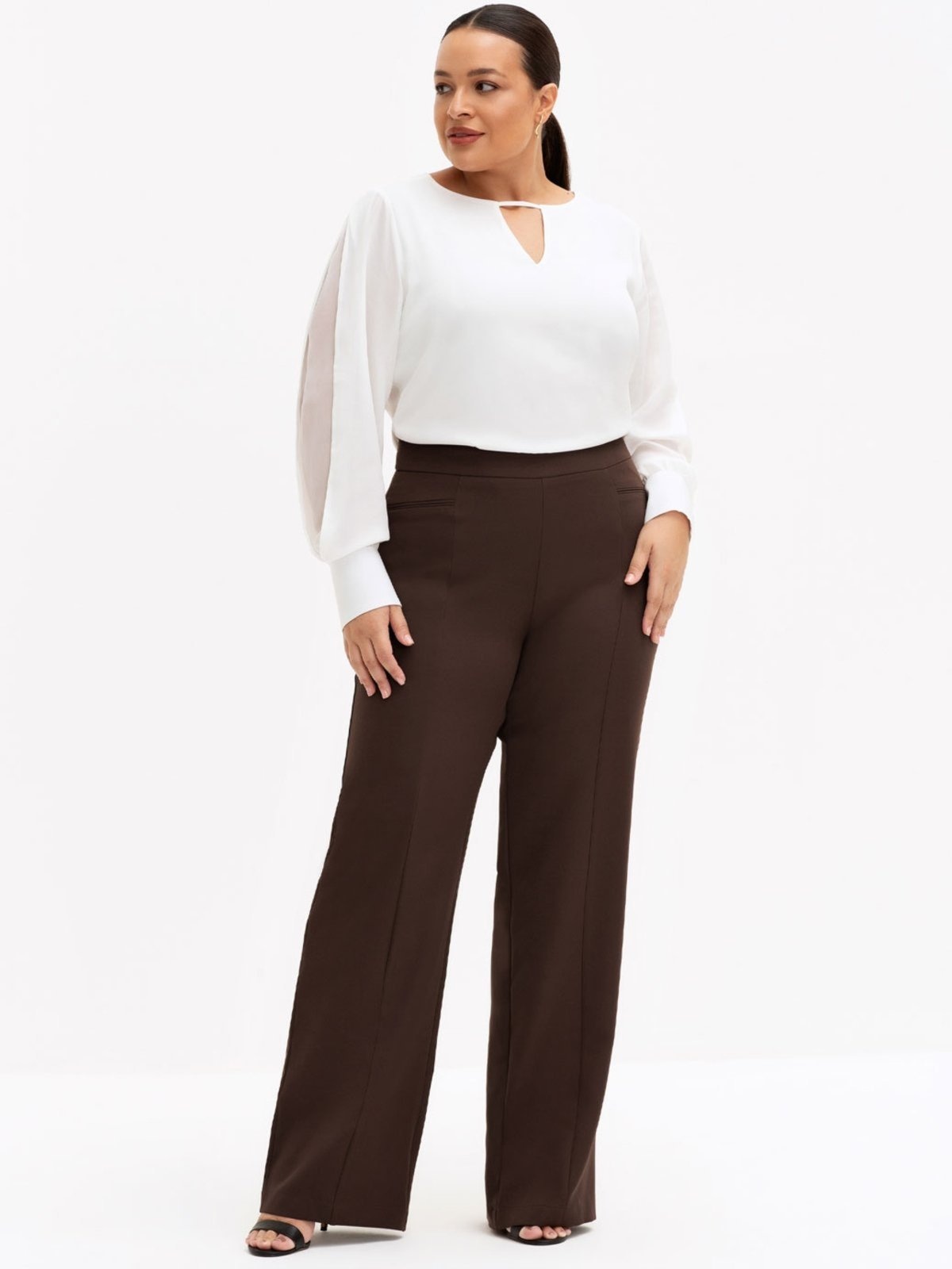 Imagem principal Calça Wide Leg de Alfaiataria Plus Size Cibele Principessa marrom
