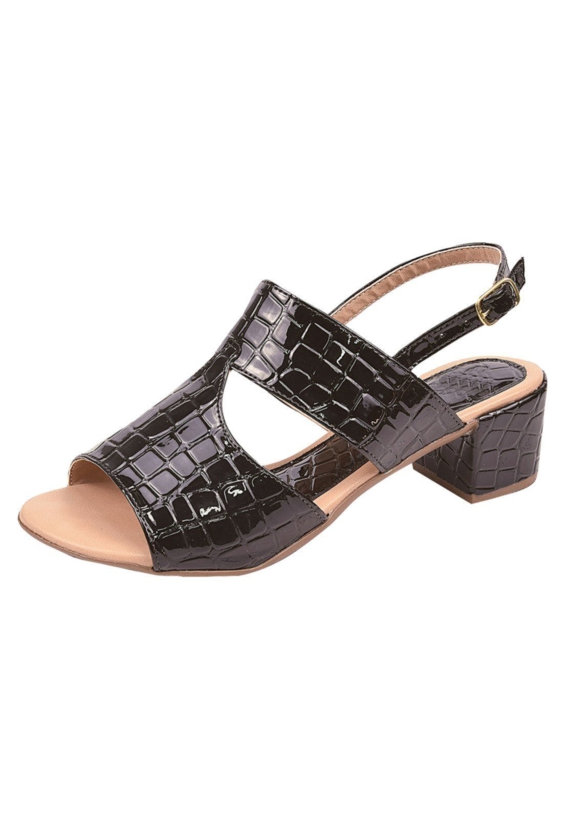 Imagem principal Sandália Donna Santa Verniz Croco Preta Donna Santa preto