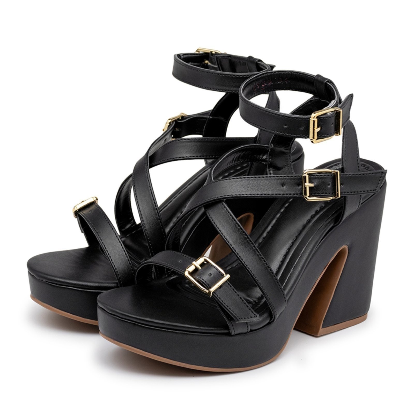 Imagem principal Sandália Feminina Meia Pata Salto Grosso 15100 Preta - Lírio Flor da Pele preto