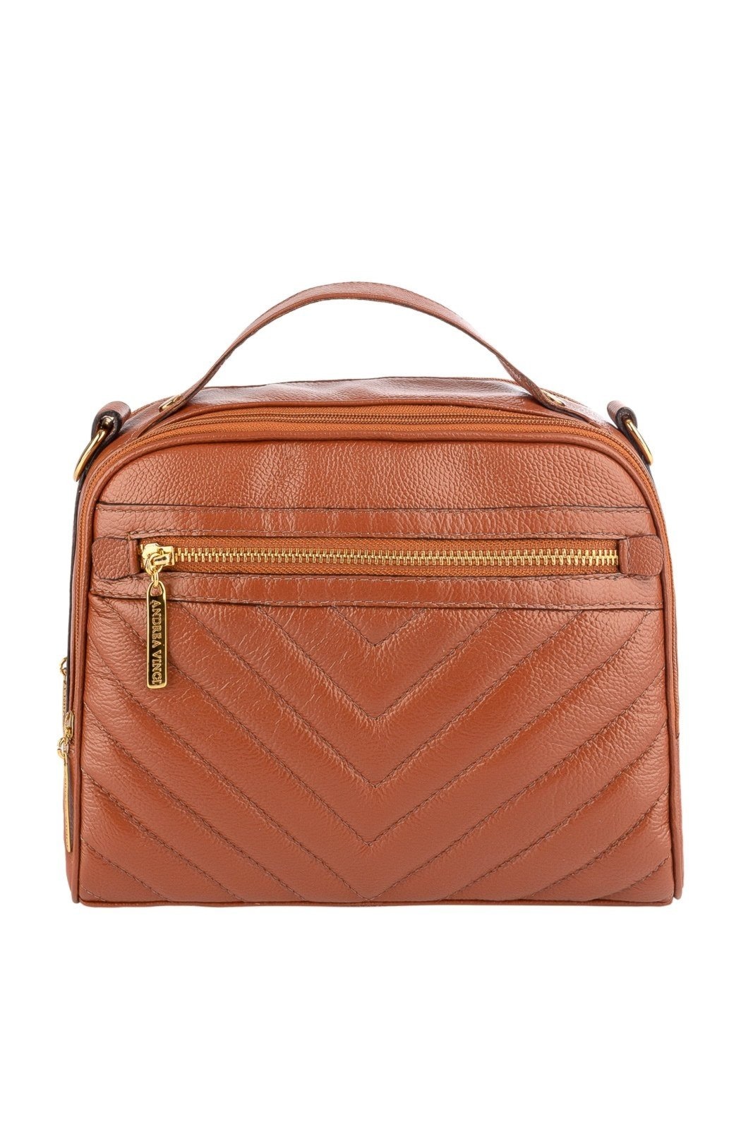 Imagem principal Bolsa baú pequena de couro liso Lara - Whisky Andrea Vinci vermelho