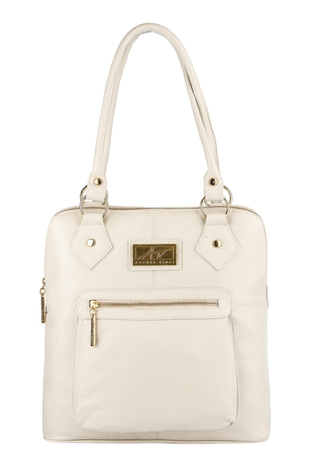 Imagem principal Bolsa mochila de couro liso Lívia - Marfim Andrea Vinci vermelho