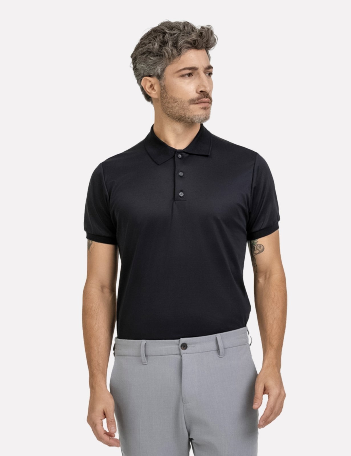 Imagem principal Polo K&J Black Regular Suedine Poliamida Flex Preta King E Joe preto black