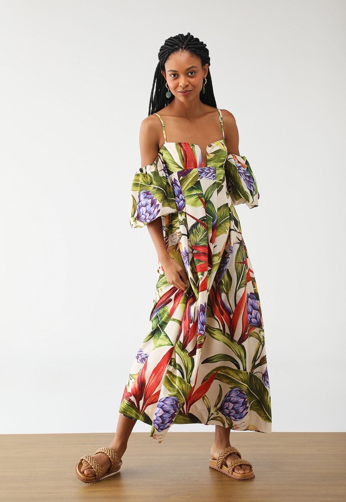 Imagem principal Vestido FARM Midi Florarte Off-White FARM off-white white