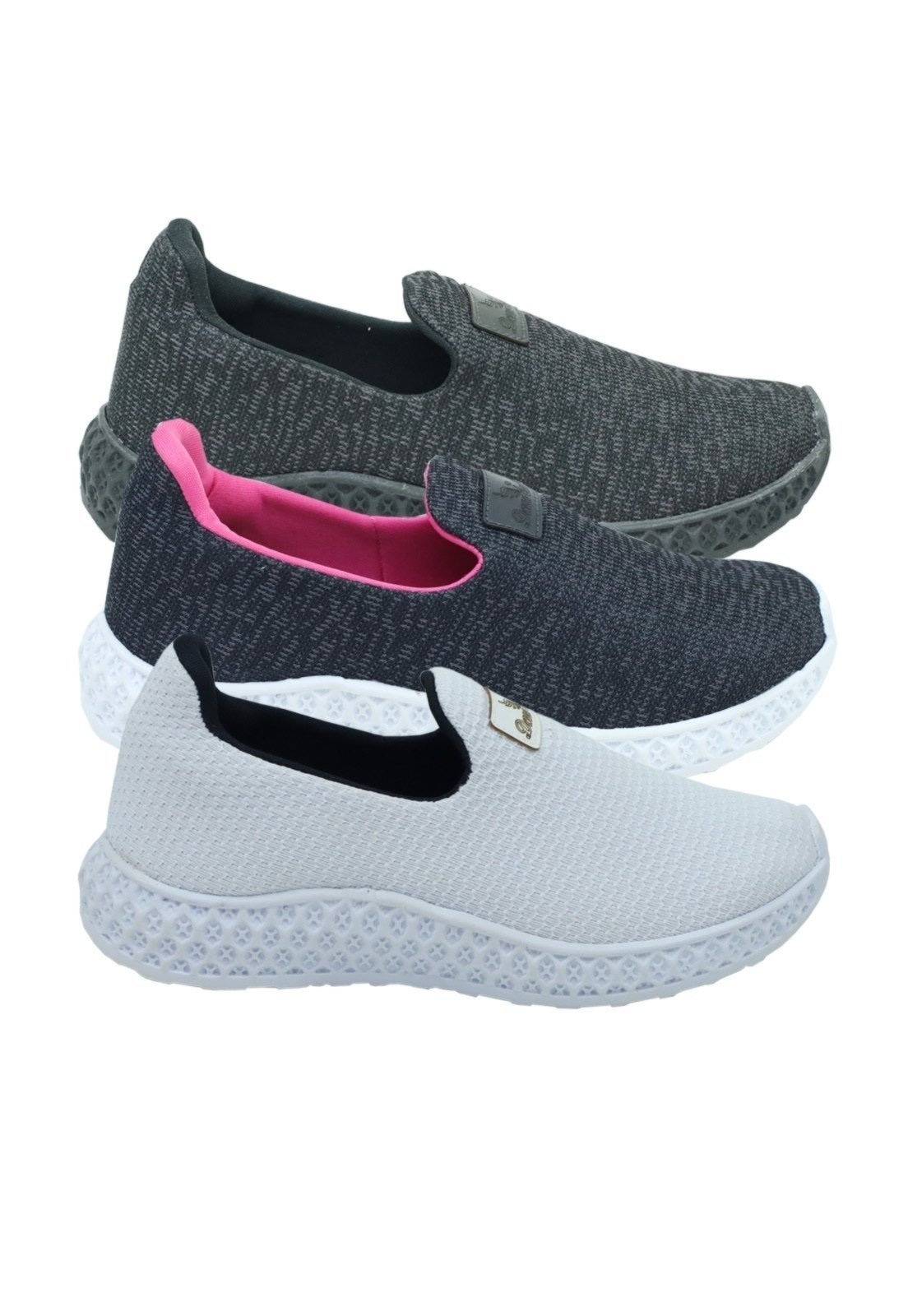 Imagem principal Kit 03 Tênis Calce Facil D.S Slip On Ultraleve Donna Santa branco/pink/preto
