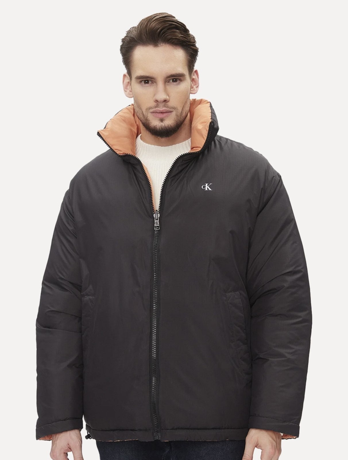 Imagem principal Jaqueta Calvin Klein Jeans Dupla Face Puffer Reversible 90 Preta Calvin Klein laranja