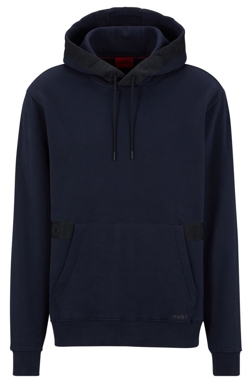 Imagem principal Blusa De Moletom Com Capuz Em Algodão Orgânico Com Fita De Logotipo HUGO preto