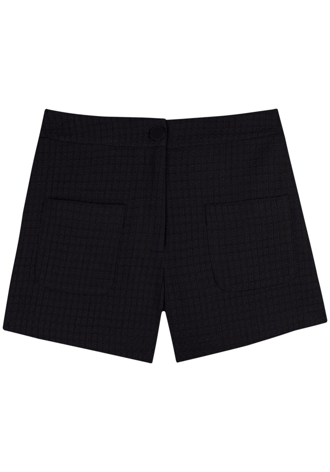 Imagem principal Short Lez a Lez Curto Em Tweed Com Cintura édia E Bolsos Frontais Lez a Lez preto