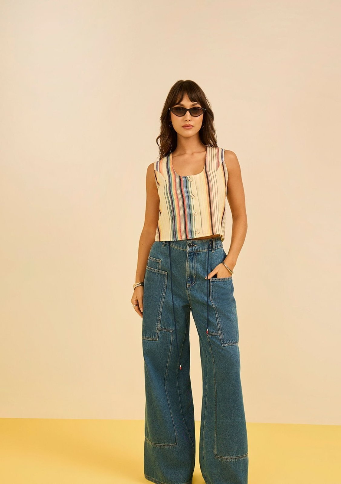 Imagem principal Calça Zinco Pantalona Média Zinco azul