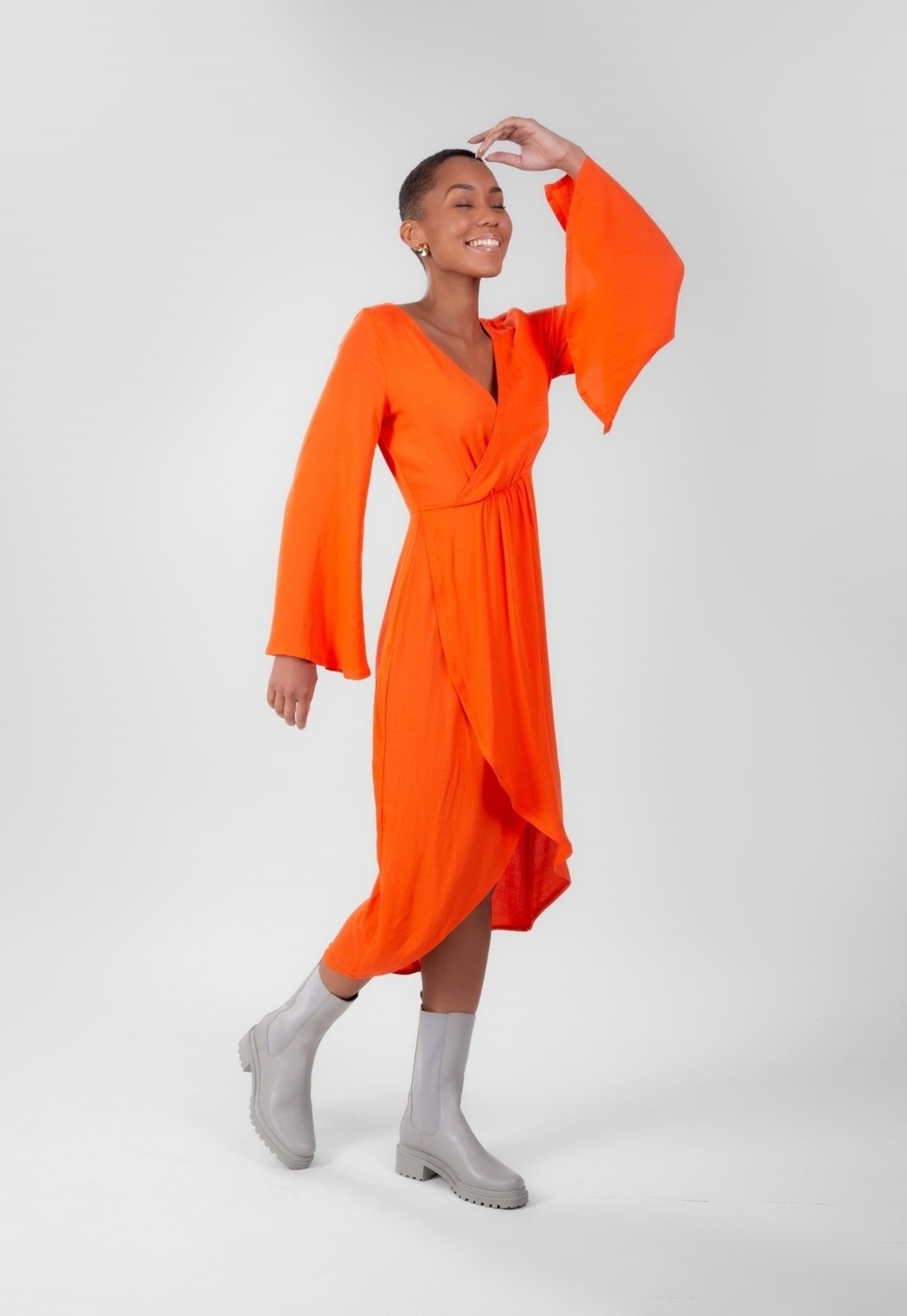 Imagem principal Vestido Viscose Traymon Com Transpasse Traymon laranja