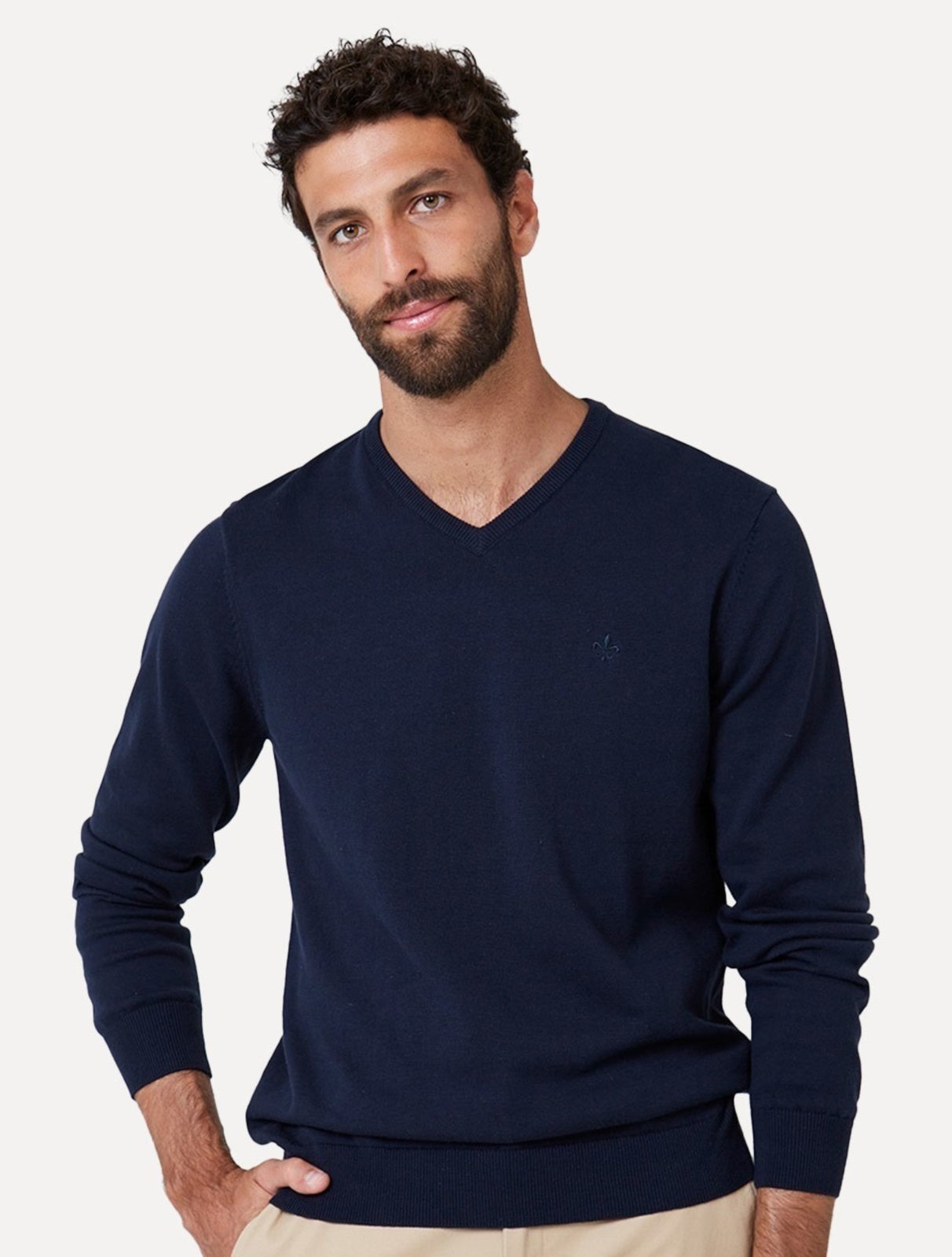 Imagem principal Tricot Dudalina Masculino Decote V Básico Dudalina azul marinho