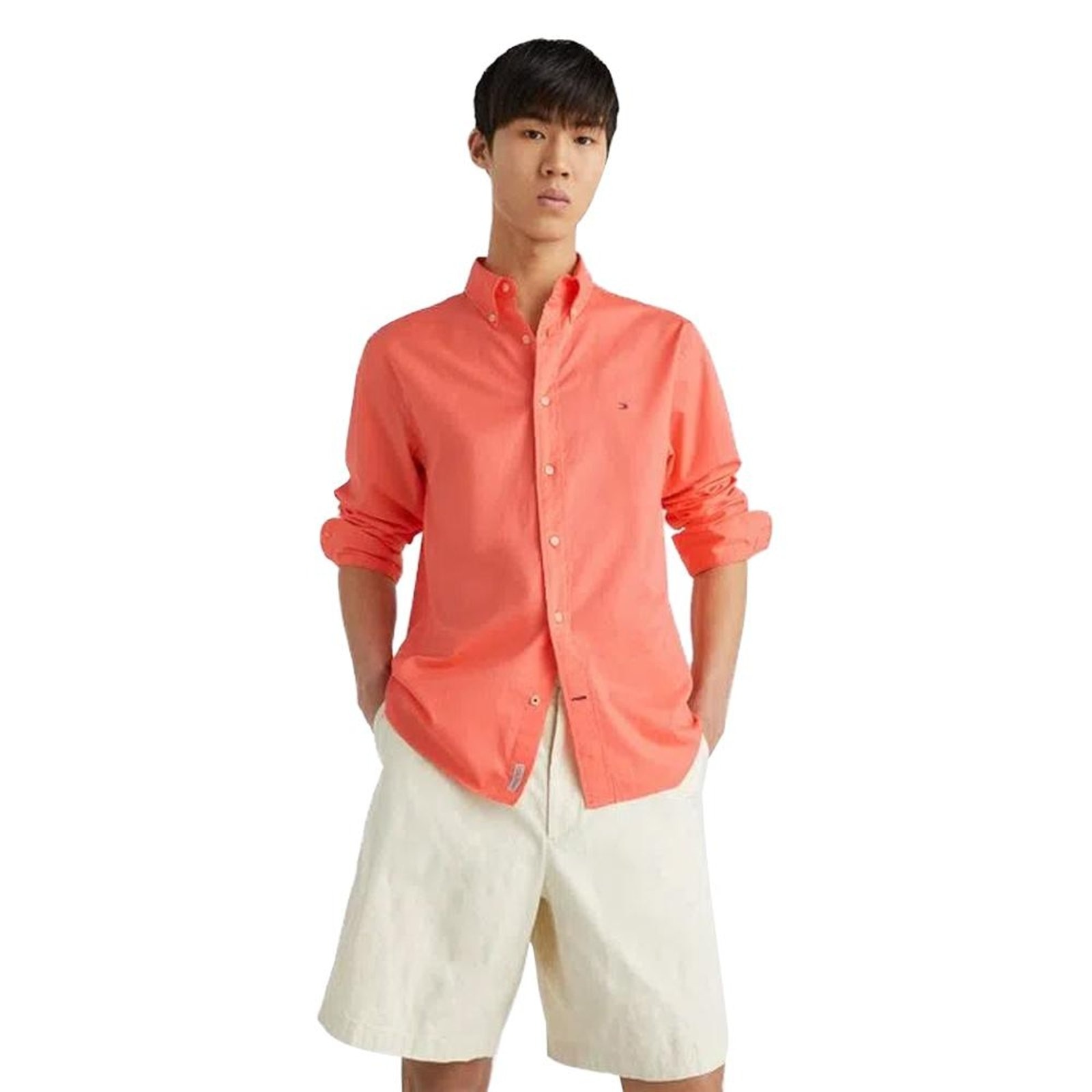 Imagem principal Camisa Social Manga Longa Tommy Hilfiger Classic Flex Salmão Tommy Hilfiger laranja