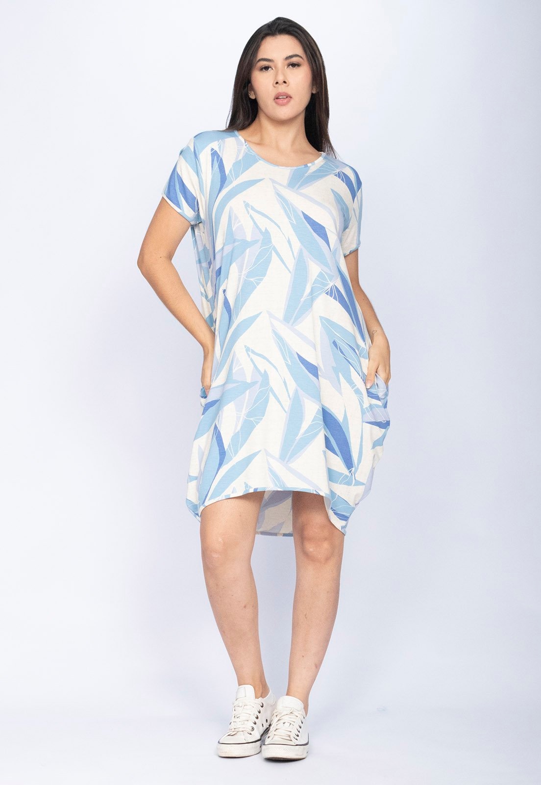 Imagem principal Vestido CabanaFree Curto Malha Amplo Always Estampa Verde Selvagem Blue Cabanafree azul/estampado verde