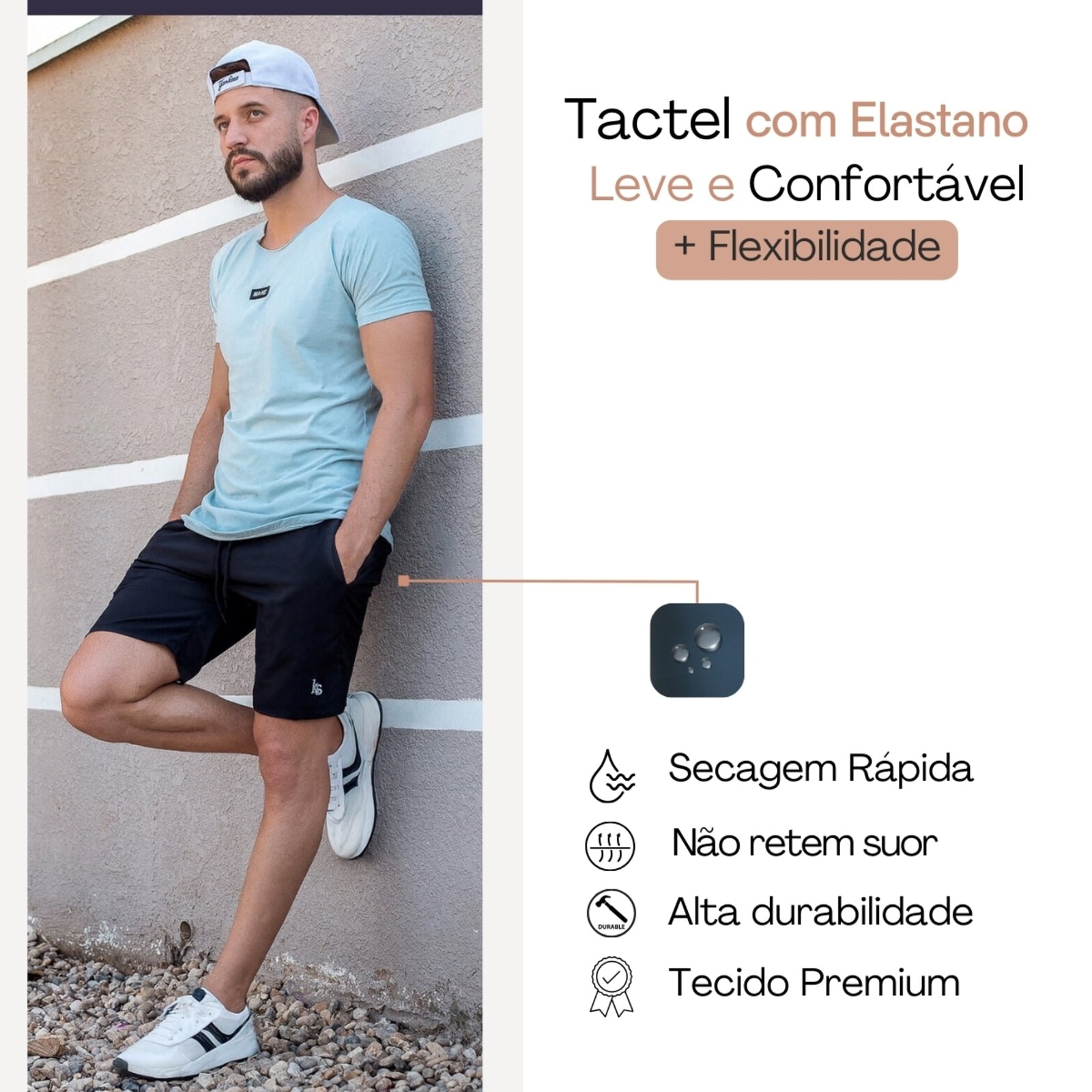 Imagem principal Kit 2 Bermuda Short Treino Academia Tactel com Elastano Praia Verão KS azul/azul marinho/preto