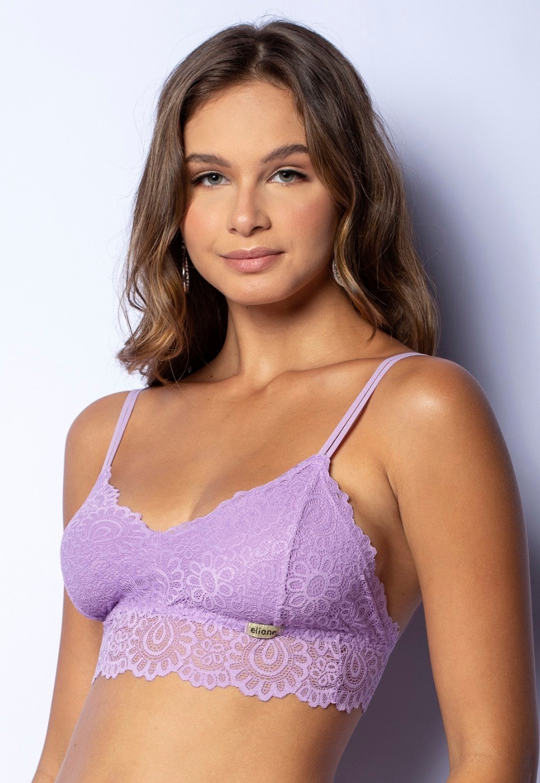 Imagem principal Top Cropped Gabi Lingerie Renda Alcinha Sutiã sem Bojo Feminino Lavanda Gabi Lingerie lilás lavanda