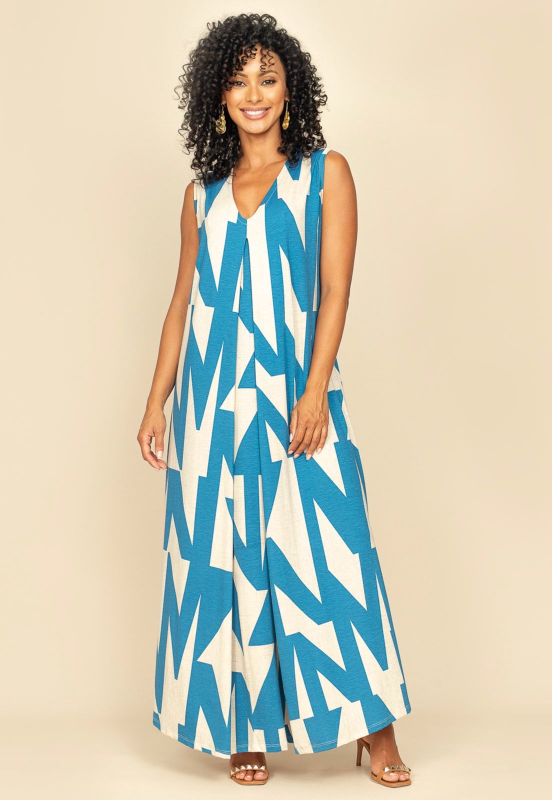 Imagem principal Vestido Longo Acará Malha Amazonia Vital Estampa Geométrico Blue Amazonia Vital azul/estampado blue