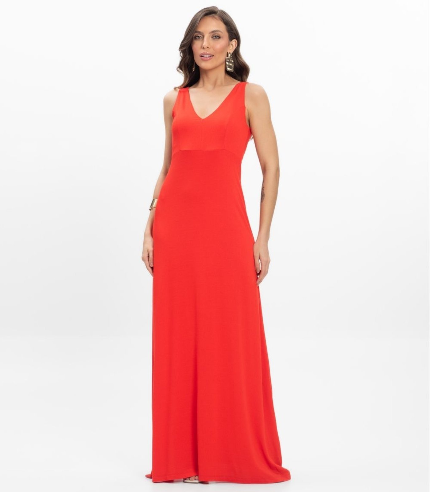 Imagem principal Vestido Feminino Longo Visco Maquinetada Endless Endless laranja