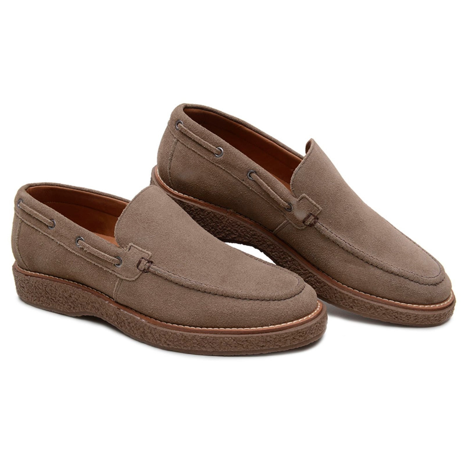 Imagem principal Sapato Masculino Em Couro Anna Andrade Casual Dockside Camurça Slip On Elegante Macio Areia Anna Andrade bege