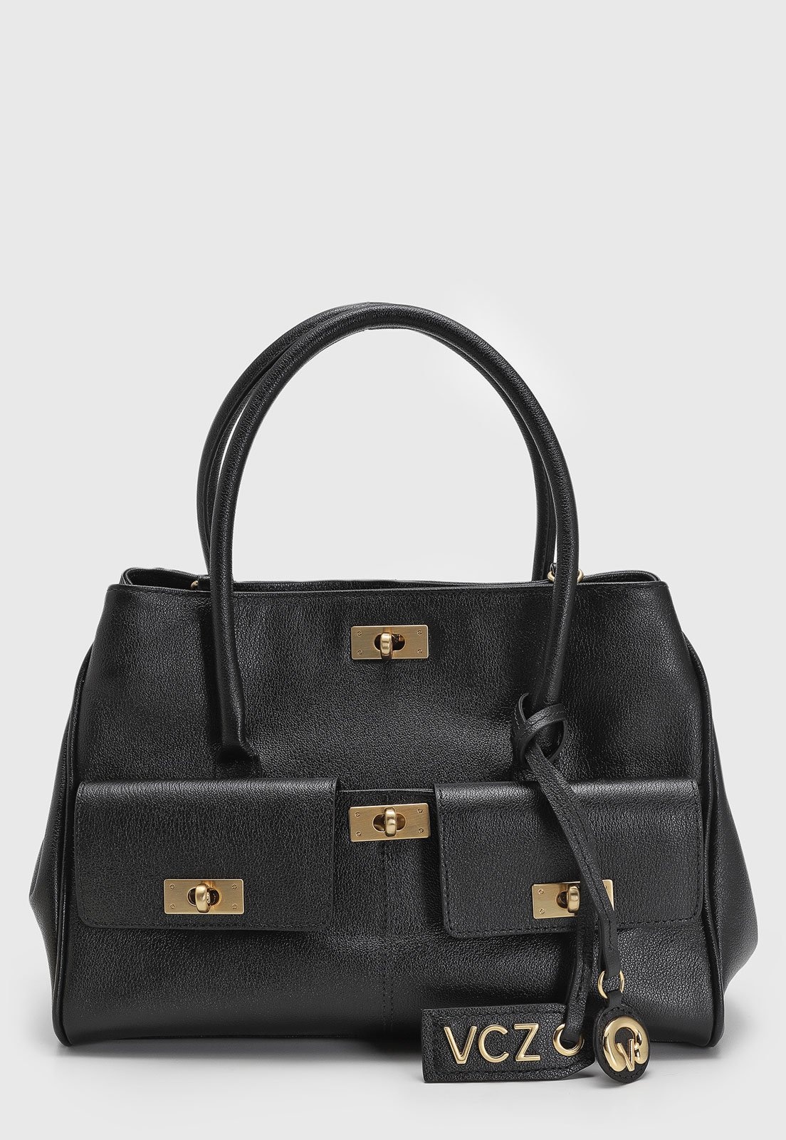 Imagem principal Bolsa Grande Feminina Vicenza Detalhes Dourados Preta Vicenza preto