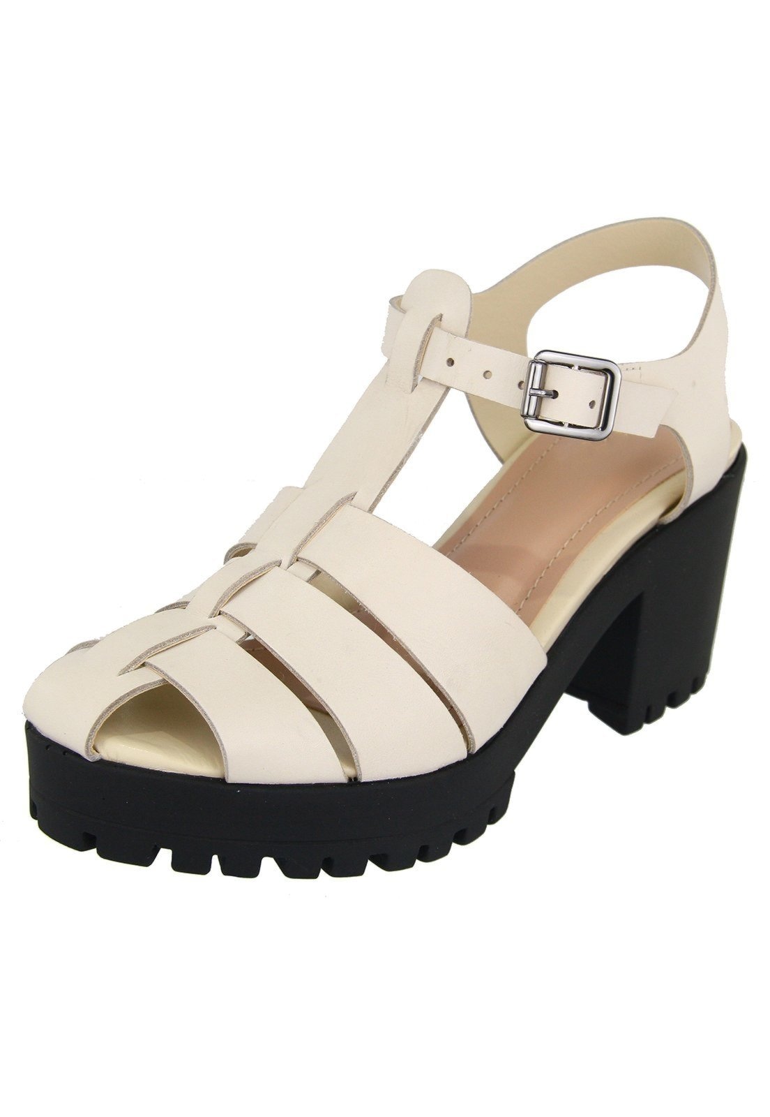 Imagem principal Sandália Tratorada em Couro Salto Bloco Tiras Maria Paula Off White MARIA PAULA off-white white