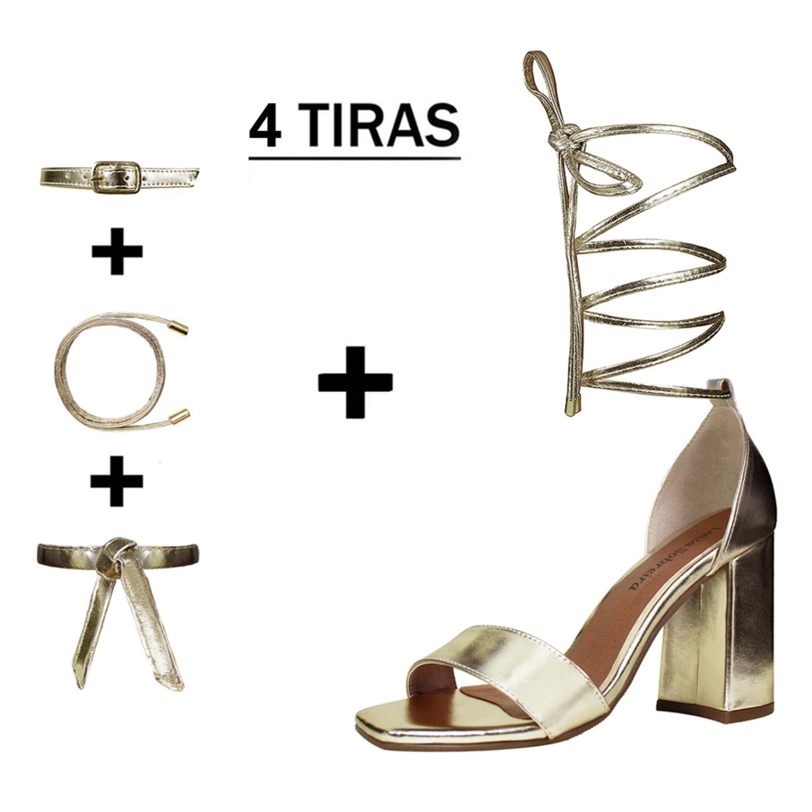 Imagem principal Sandália Troca Tira Salto Alto Grosso Luiza Sobreira Dourada Mod. 2159-2 Luiza Sobreira dourado