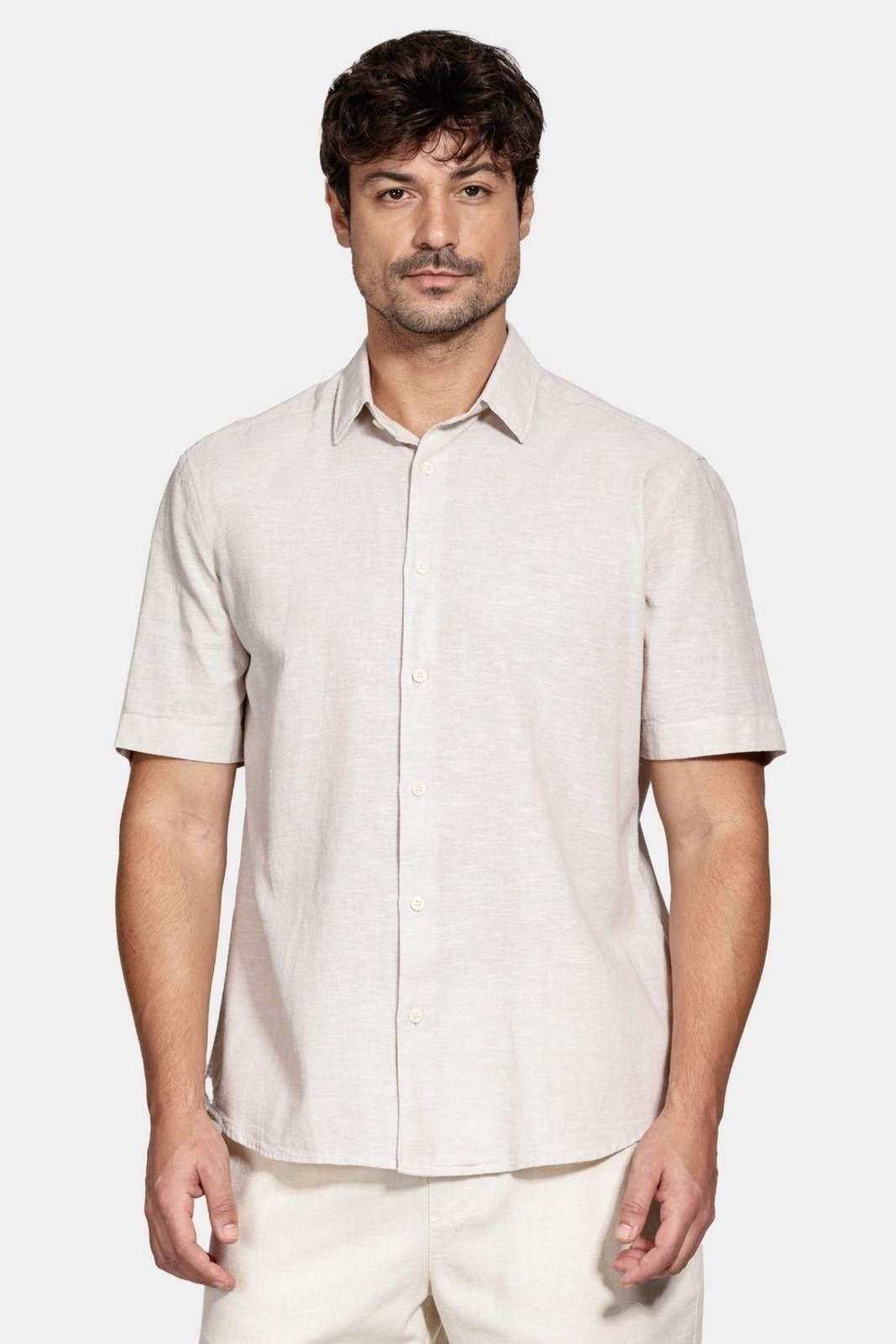 Imagem principal Camisa Aramis Manga Curta Regular Linho Algodão Caqui Aramis bege caqui