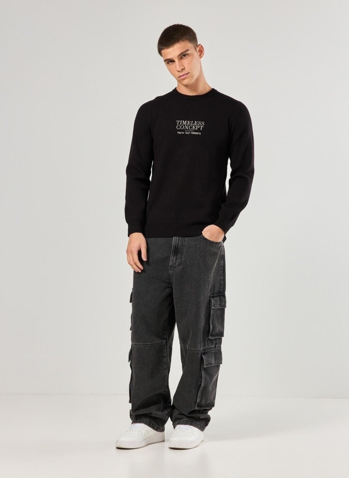 Imagem principal Calça Jeans Preta Baggy Cargo Youcom preto