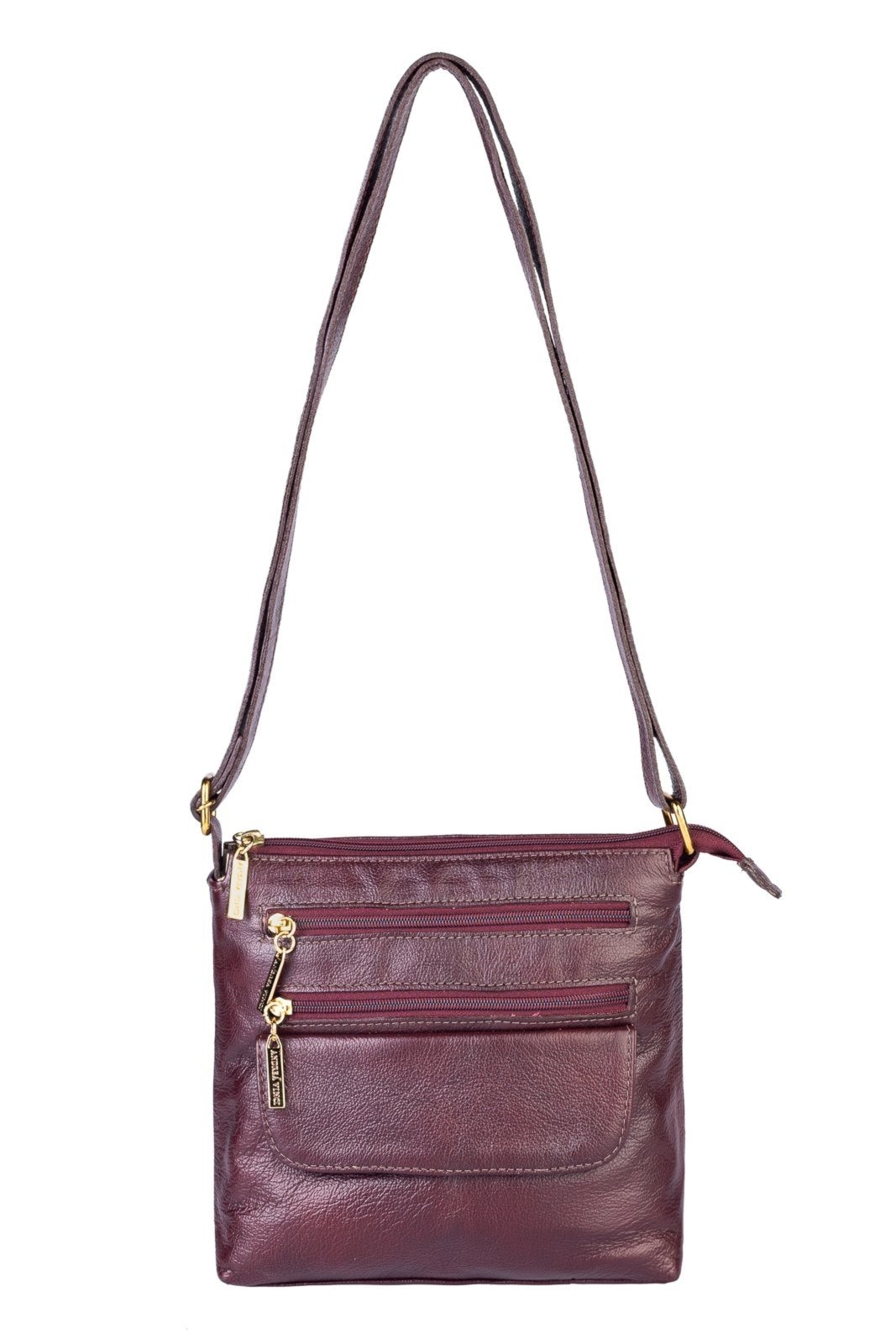 Imagem principal Bolsa transversal de couro liso Maura - Marsala Andrea Vinci verde militar