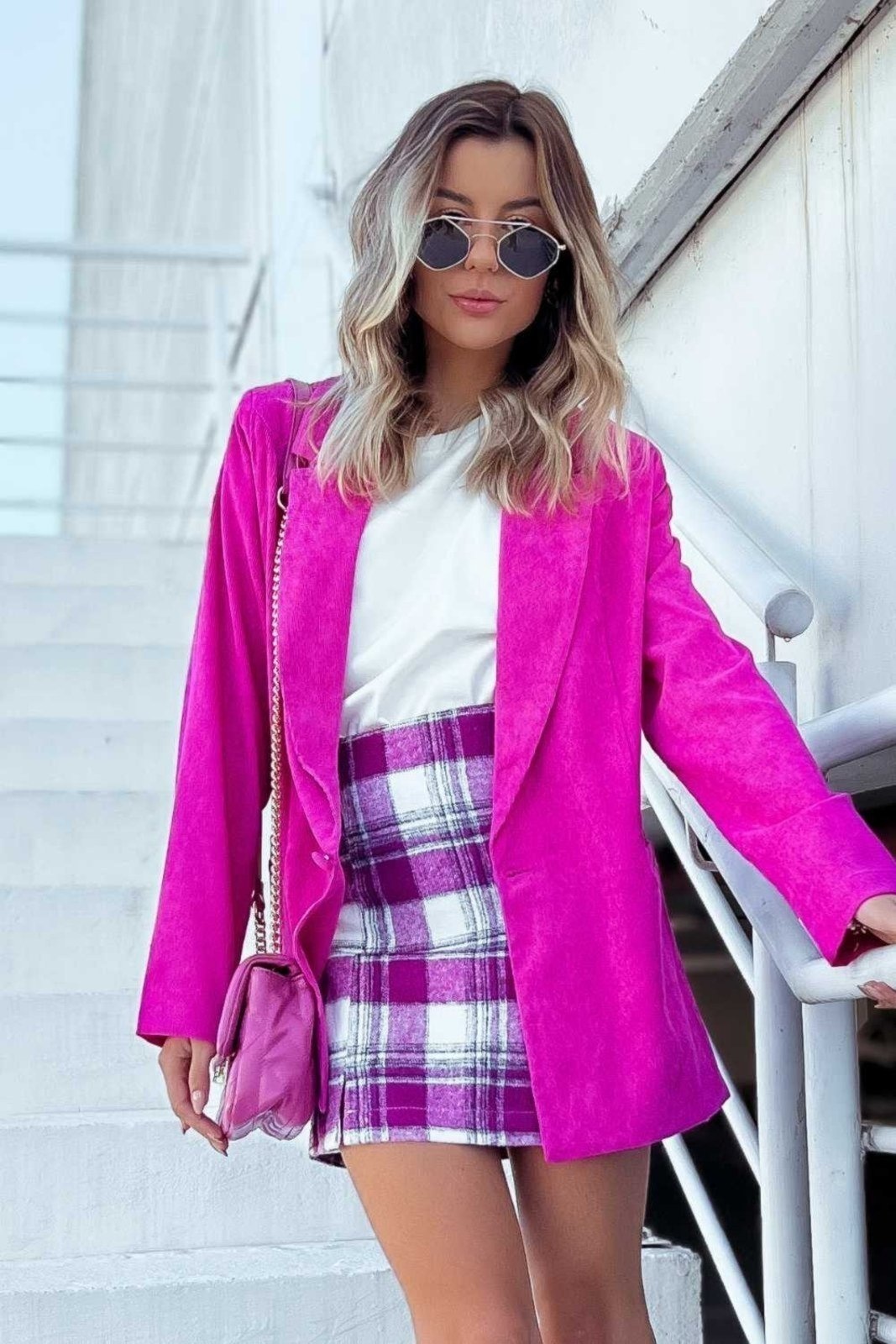 Imagem principal Saia Vanibele Curta Violea Vanibele roxo/xadrez