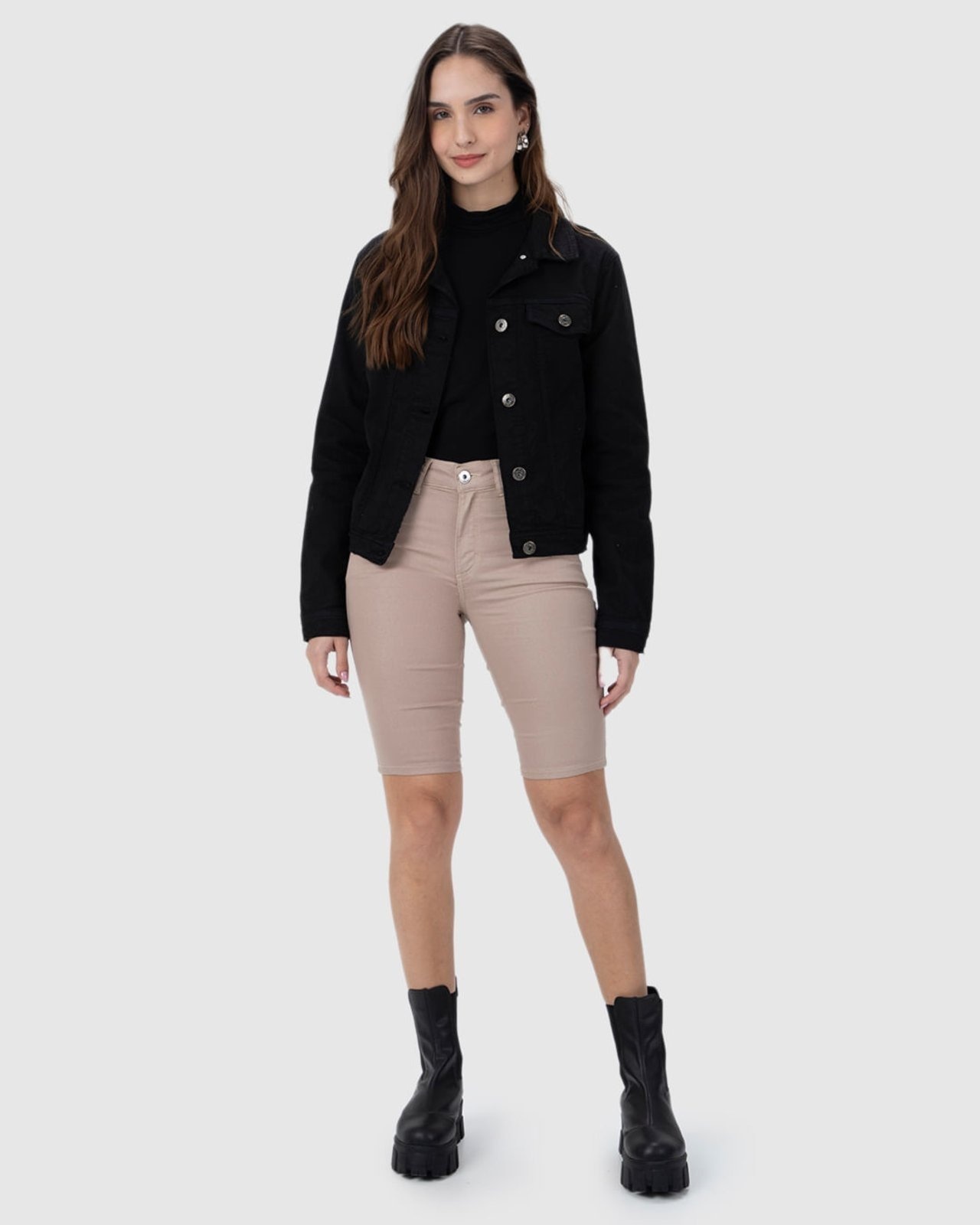 Imagem principal Bermuda Feminina Ciclista Em Sarja Com Elastano Malwee marrom