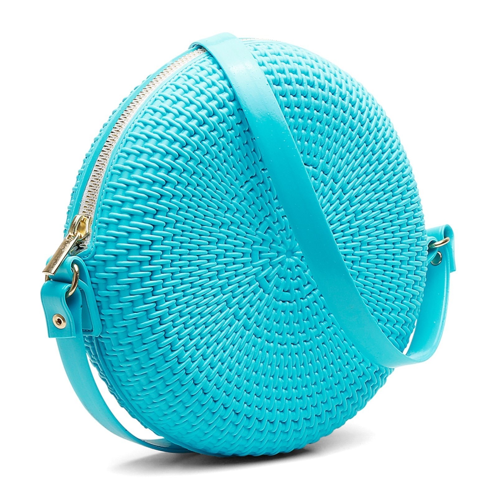 Imagem principal Bolsa Transversal Tiracolo Feminina Redonda Casual Pvc Turquesa Rute Paula azul turquesa