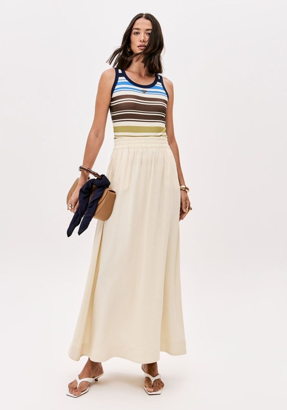 Imagem principal Saia Super Midi Evasê Cintura Alta Lança Perfume amarelo