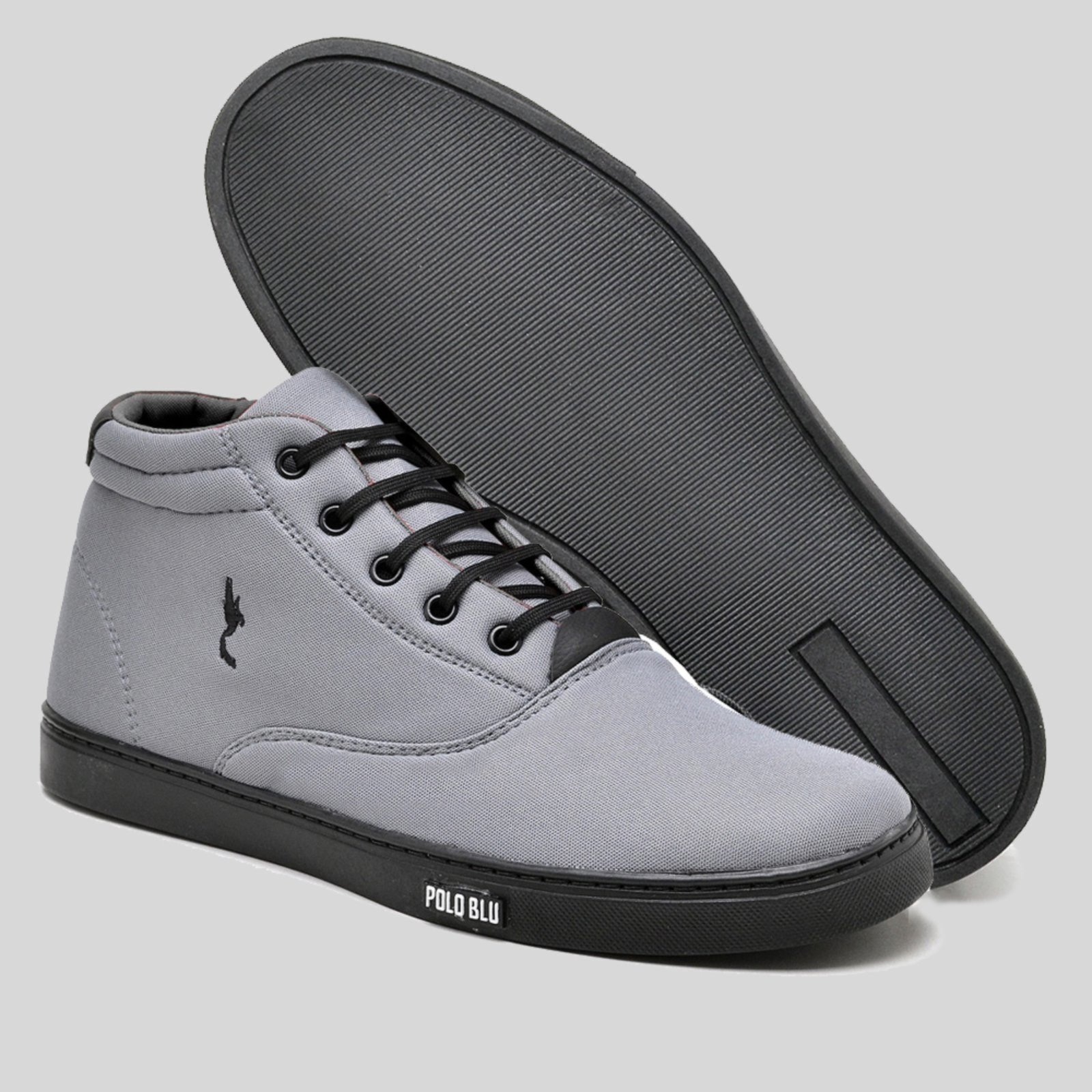 Imagem principal Sapatênis Casual Masculino Cano Alto Botinha Polo Blu Cinza Solado Preto Polo Blu cinza blu