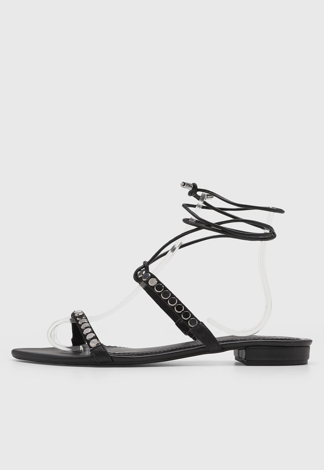 Imagem principal Rasteira Feminina Santa Lolla Tiras Pedrarias Preta Santa Lolla preto