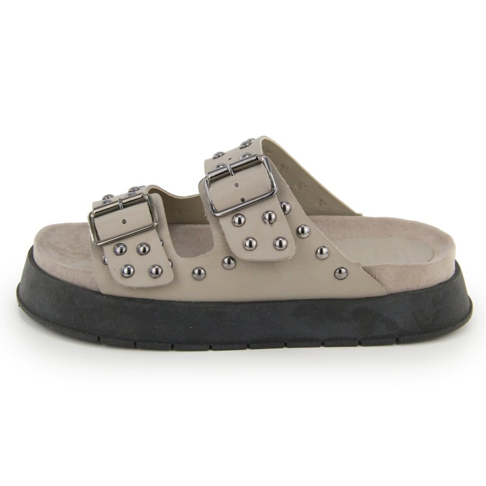 Imagem principal Sandália Papete Flatform Femina Conforto em Couro Fivelas com Cravo Maria Paula MARIA PAULA cinza