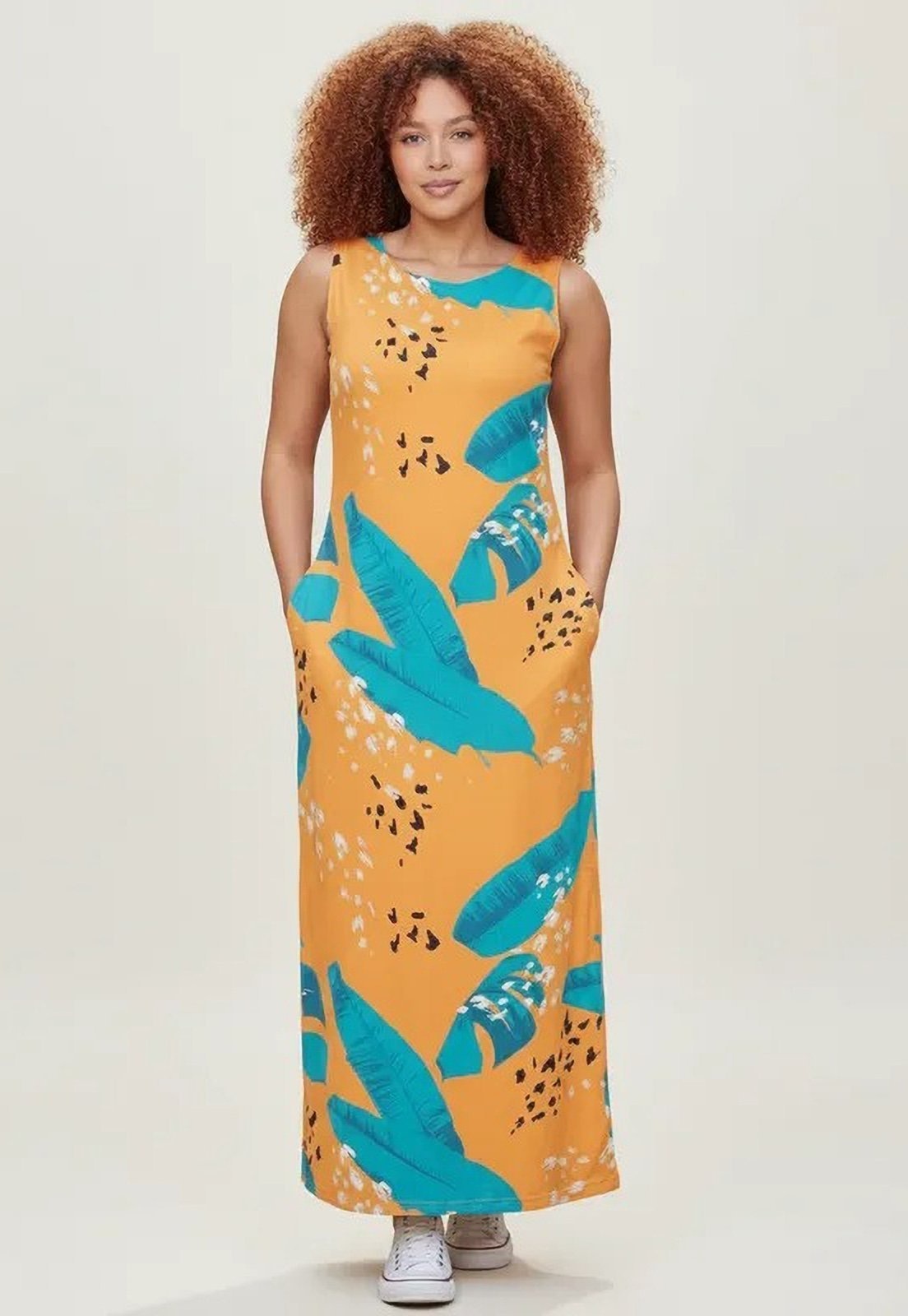 Imagem principal Vestido CabanaFree Longo Plano com Bolso Estampa Aurora Botânica Cabanafree estampado