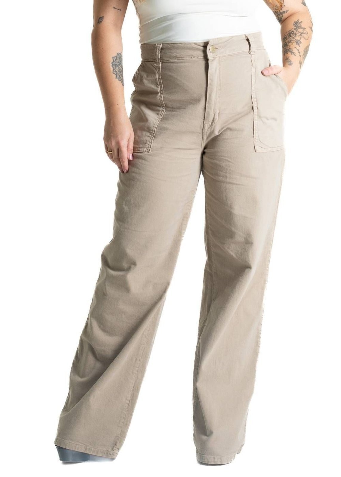 Imagem principal Calça Sarja Sawary Plus Size Wide Leg - 281486 Sawary bege