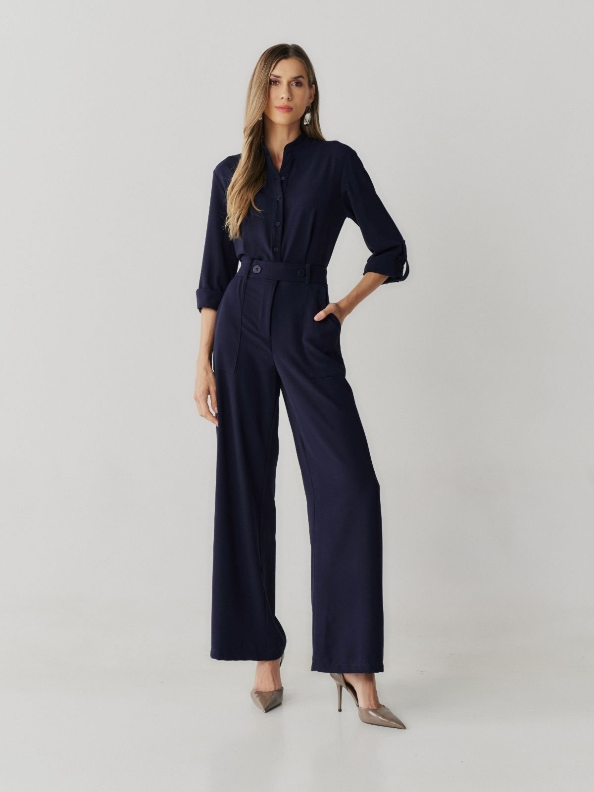 Imagem principal Macacão Via Lessa Miami Alfaiataria Manga Longa Marinho Via Lessa azul