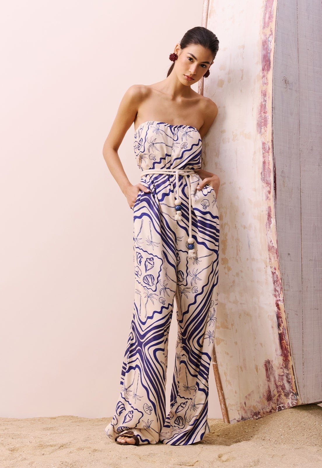 Imagem principal Macacão Sem Alça Estampado Tupé CaCay azul