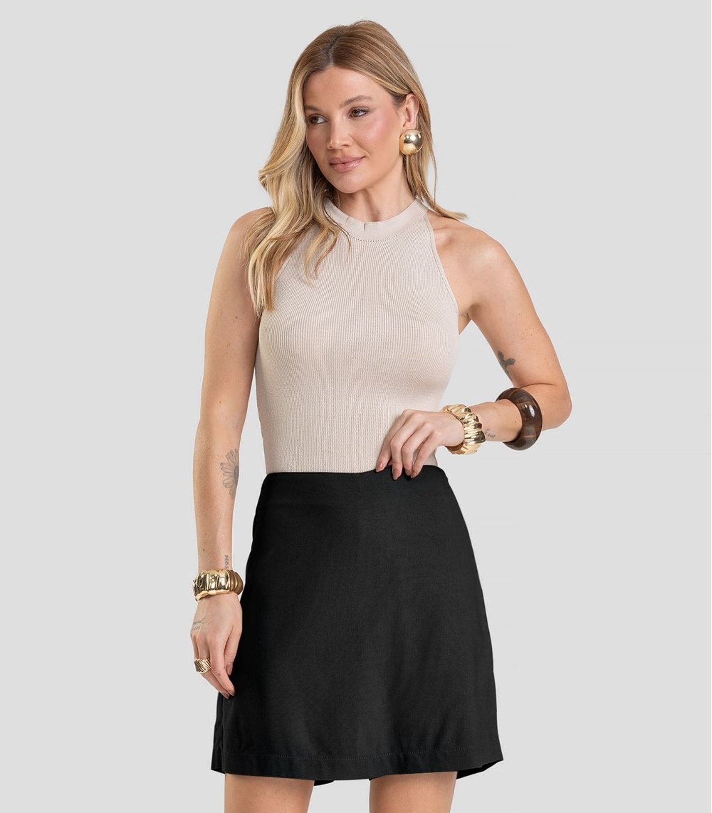 Imagem principal Shorts Saia Feminino em Tecido Linho Dianna Dianna preto