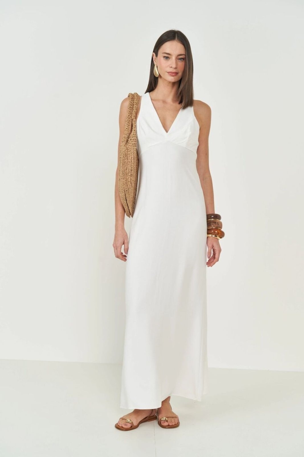 Imagem principal Vestido Em Crepe Midi Comfort Colcci Off Shell Colcci branco