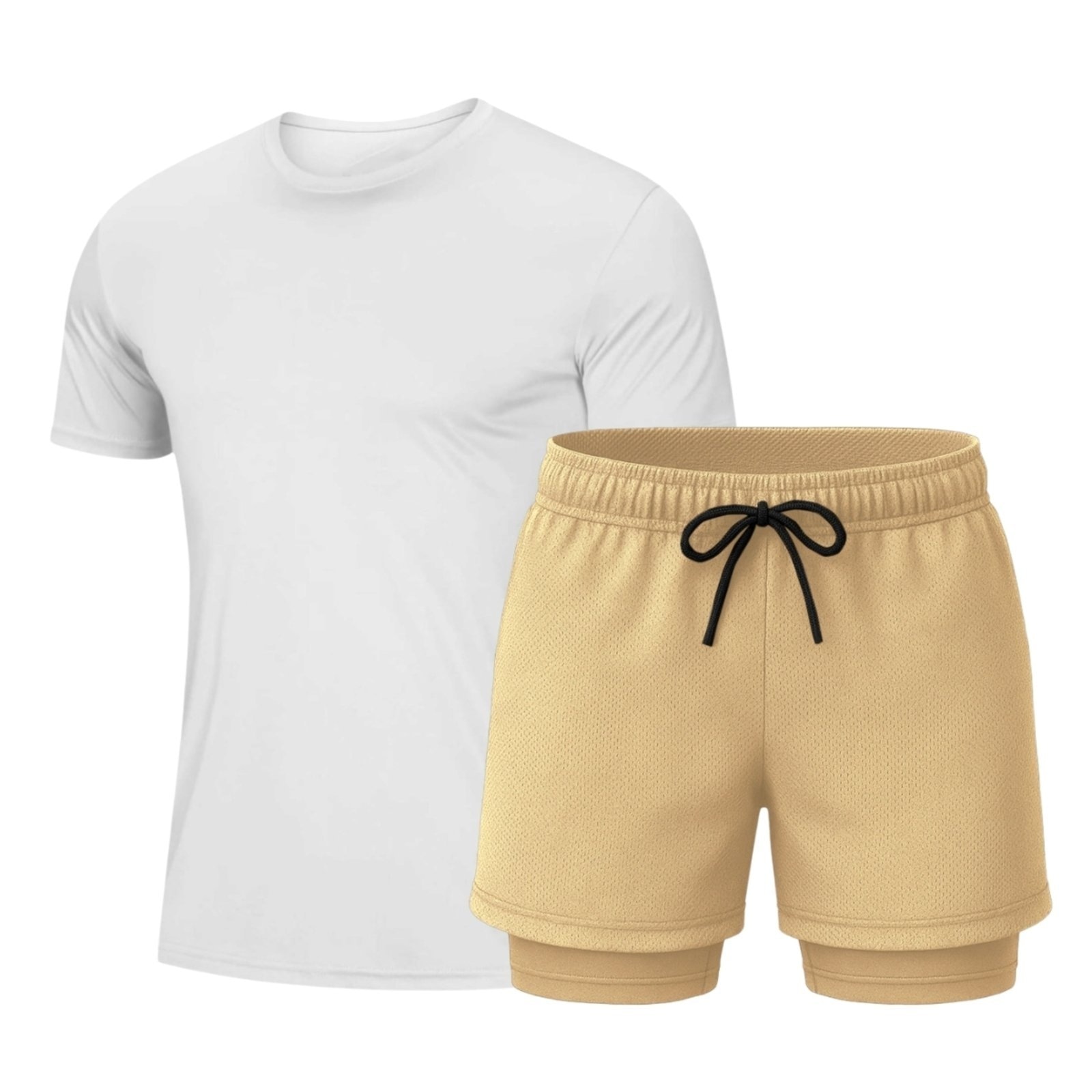 Imagem principal Conjunto Masculino Camiseta Dryfit e Short Térmico Liso Relaxado branco