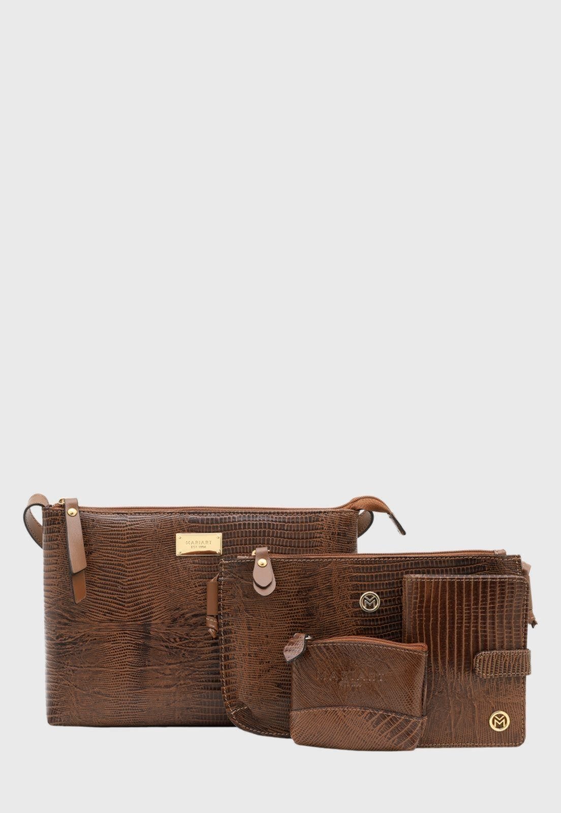 Imagem principal Kit 2 Bolsas c/ Carteira e Porta Moedas Couro Mariart 2190 + 201L + 237 + PN10 Havana Mariart caramelo