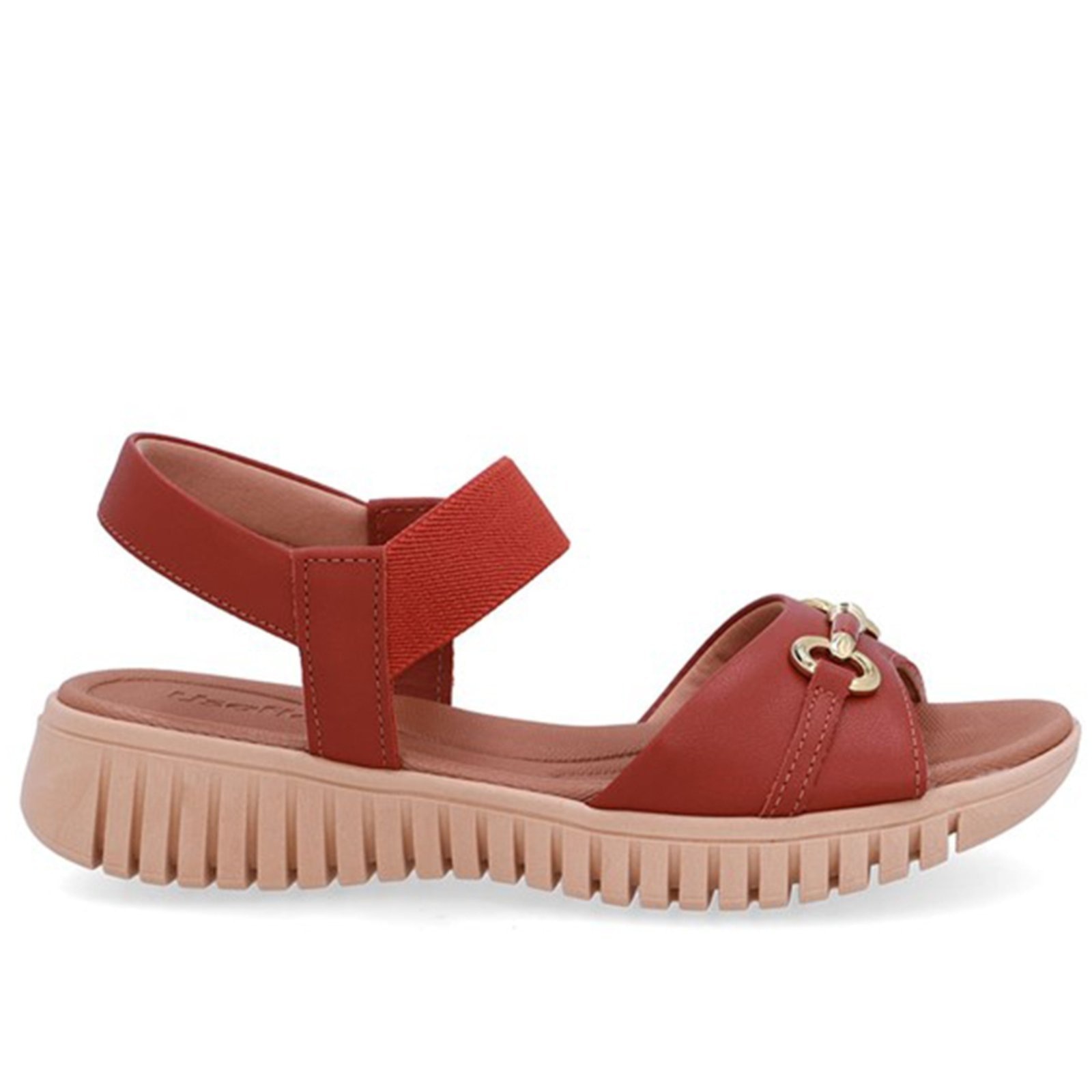 Imagem principal Sandália De Couro Rasteira Usaflex Conforto Enfeite Terracota - 003 Usaflex marrom